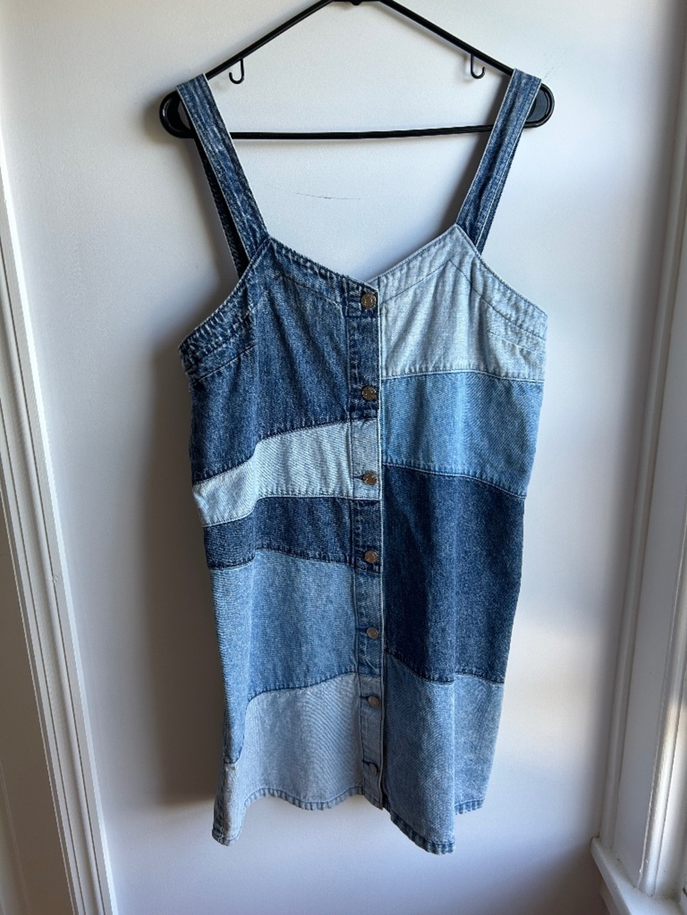 Gap Patchwork Denim Overall Mini Dress Size M